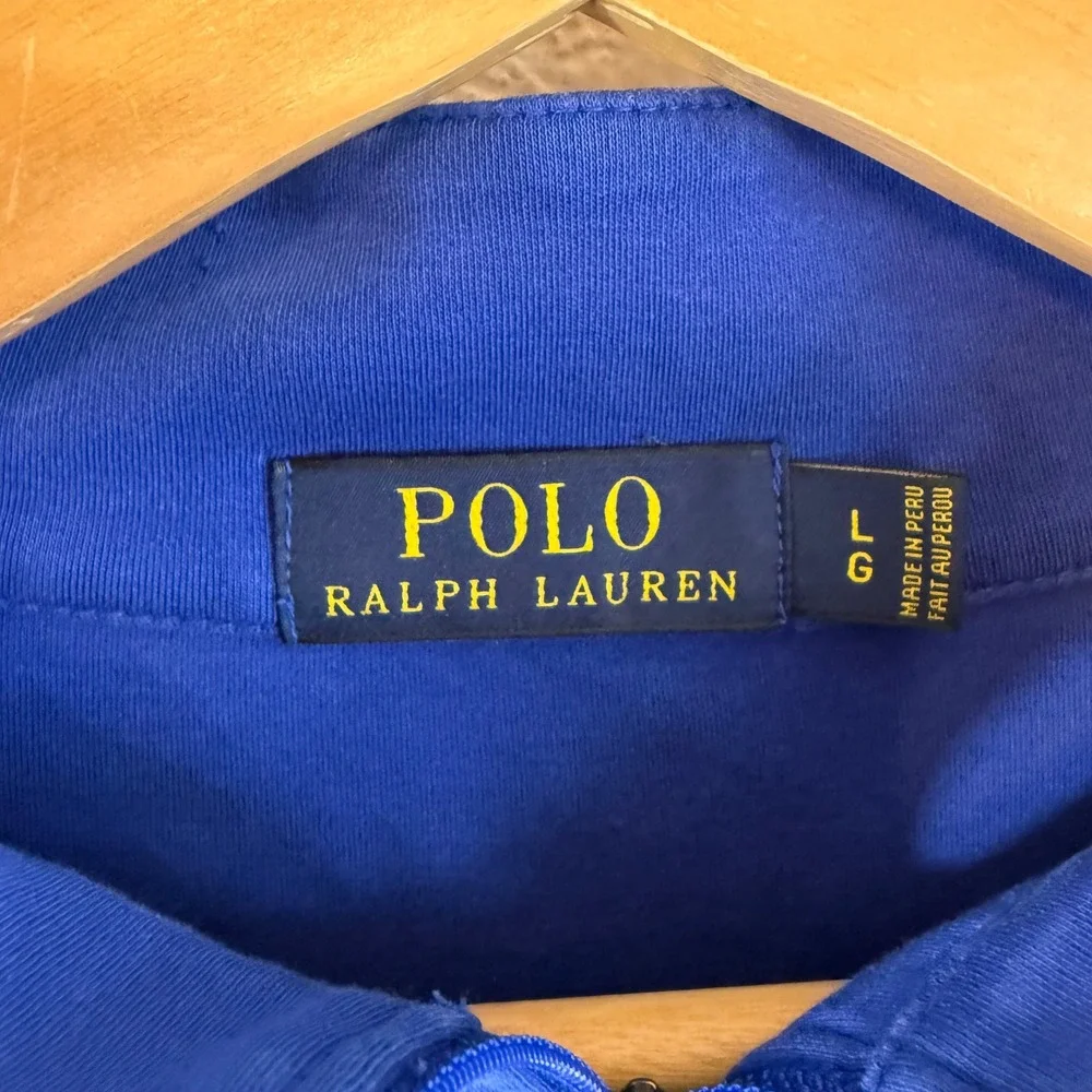 Polo Ralph Lauren Quarter Zip Pullover Blue Pima Cotton Preppy Old Money Golf L